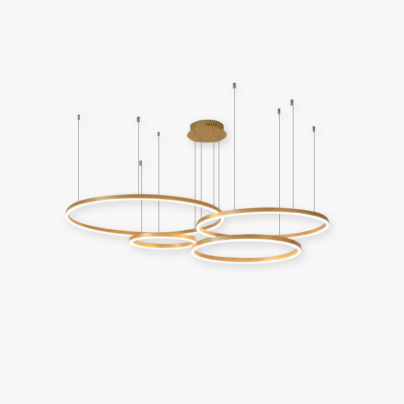 Suspension Arisha, Design Moderne Cercle Anneau, Finition Noir/Or/Café, Éclairage Élégant pour Chambre