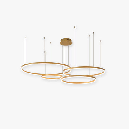 Suspension Arisha, Design Moderne Cercle Anneau, Finition Noir/Or/Café, Éclairage Élégant pour Chambre