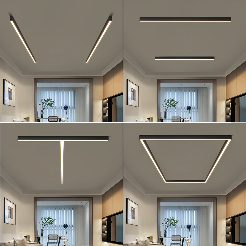 Plafonnier LED linéaire WOMO pour couloir, long et étroit, en métal - WM1003