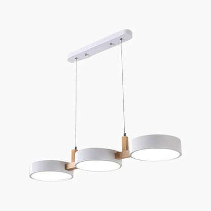 Suspension scandinave à 3 lumières en métal et bois pour salle à manger