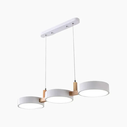 Suspension scandinave à 3 lumières en métal et bois pour salle à manger