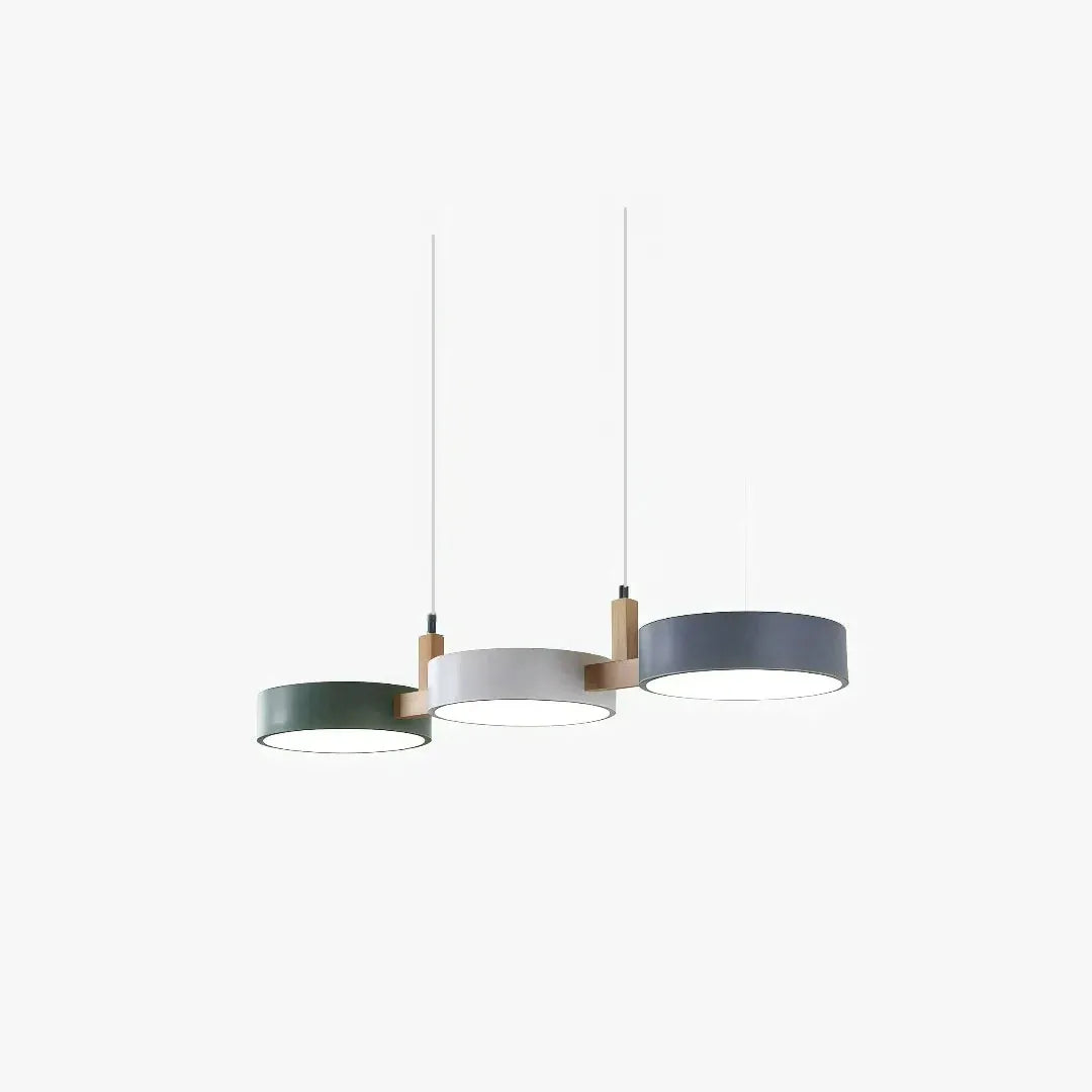 Suspension scandinave à 3 lumières en métal et bois pour salle à manger