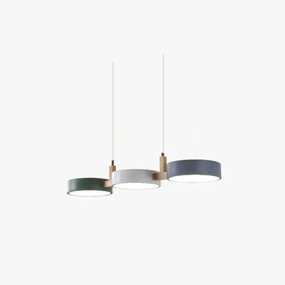 Suspension scandinave à 3 lumières en métal et bois pour salle à manger