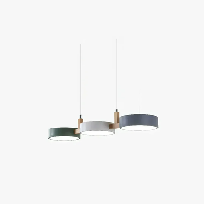 Suspension scandinave à 3 lumières en métal et bois pour salle à manger