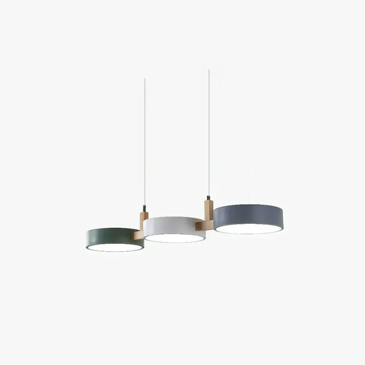 Suspension scandinave à 3 lumières en métal et bois pour salle à manger