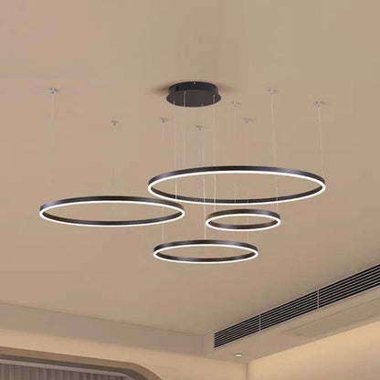 Suspension Arisha, Design Moderne Cercle Anneau, Finition Noir/Or/Café, Éclairage Élégant pour Chambre