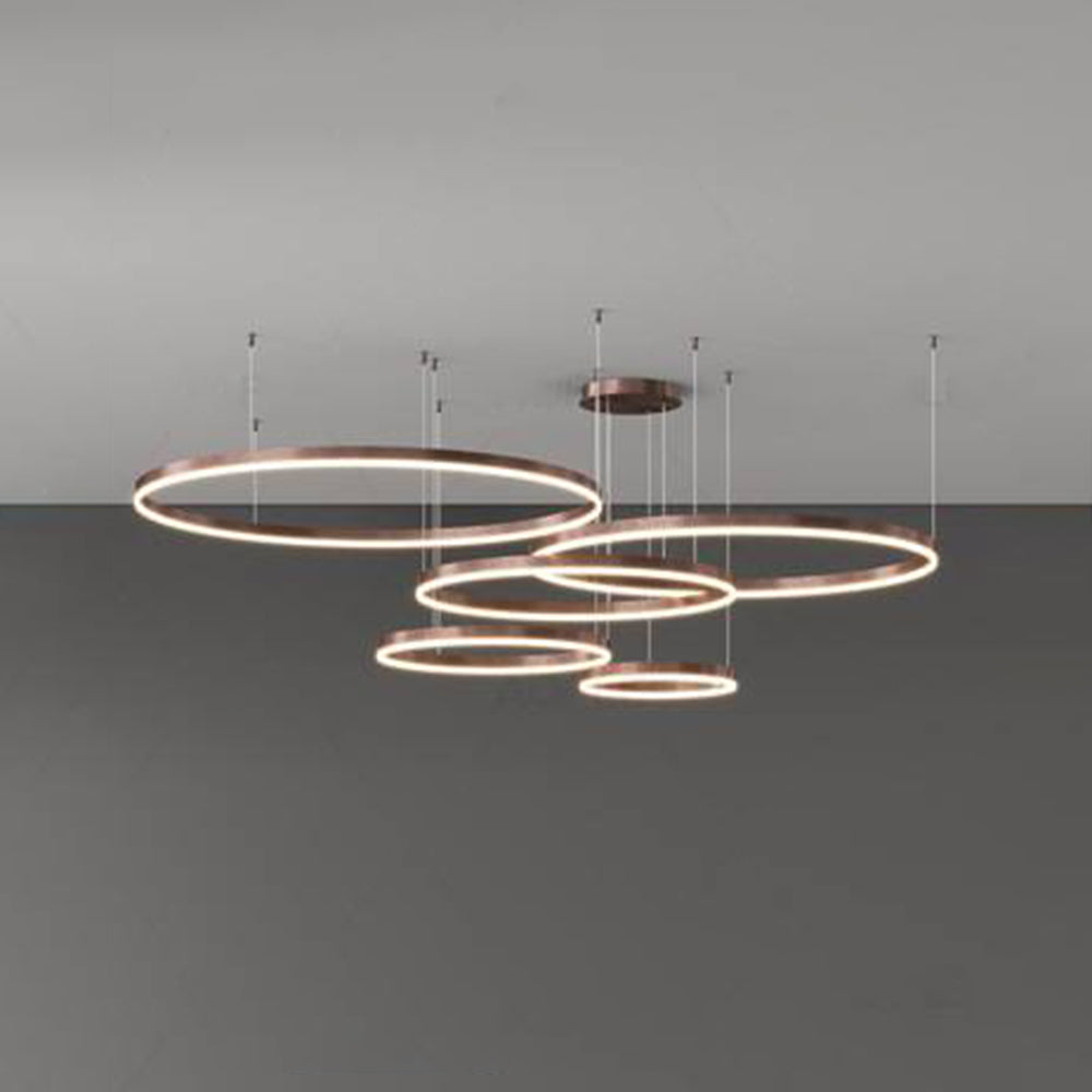 Suspension Arisha, Design Moderne Cercle Anneau, Finition Noir/Or/Café, Éclairage Élégant pour Chambre