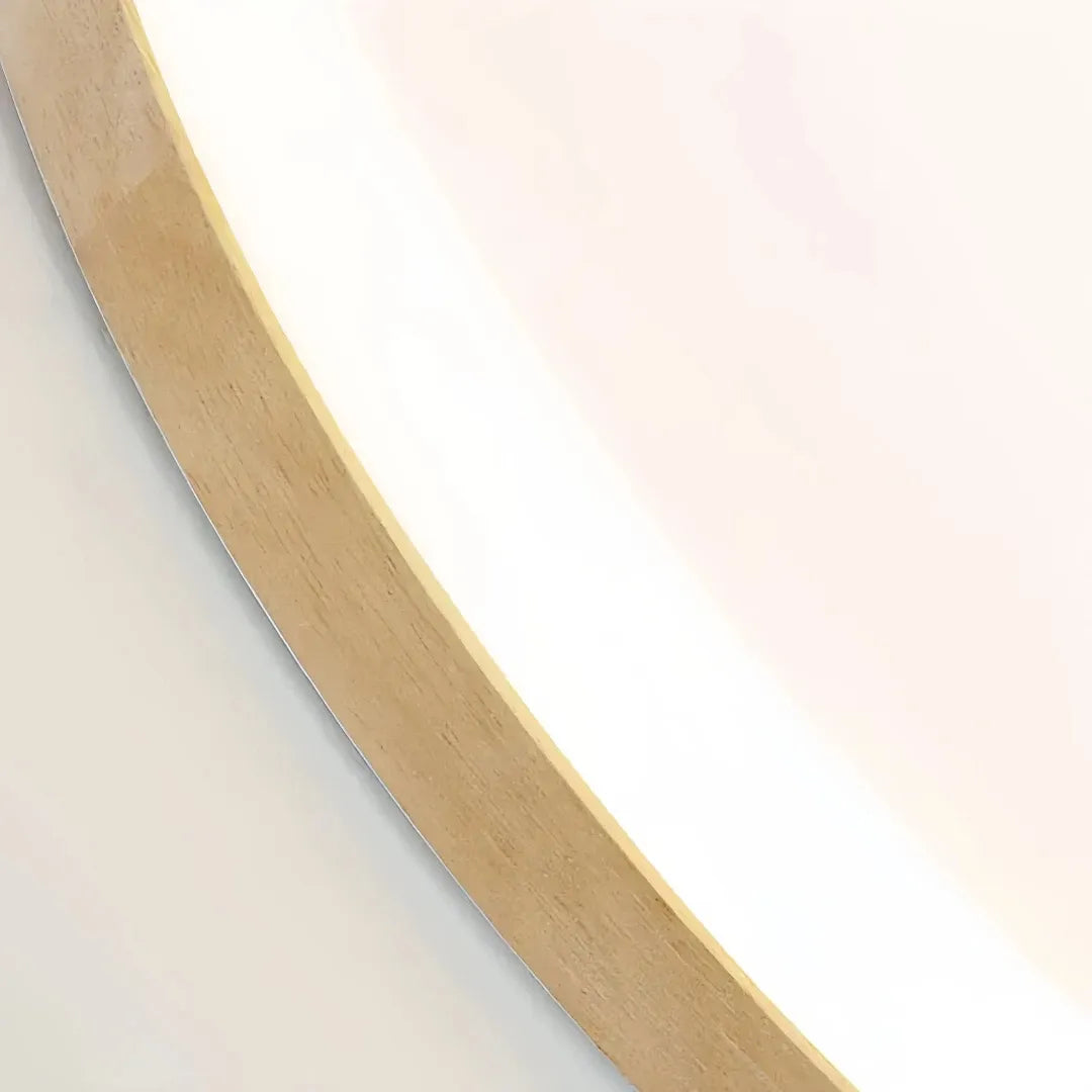 Plafonnier LED scandinave rond en bois, design plat et dimmable pour chambre