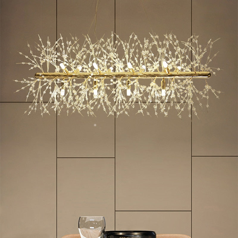 Suspension Kristy, Luminaire Moderne en Or pour Salle à Manger et Salon avec LED