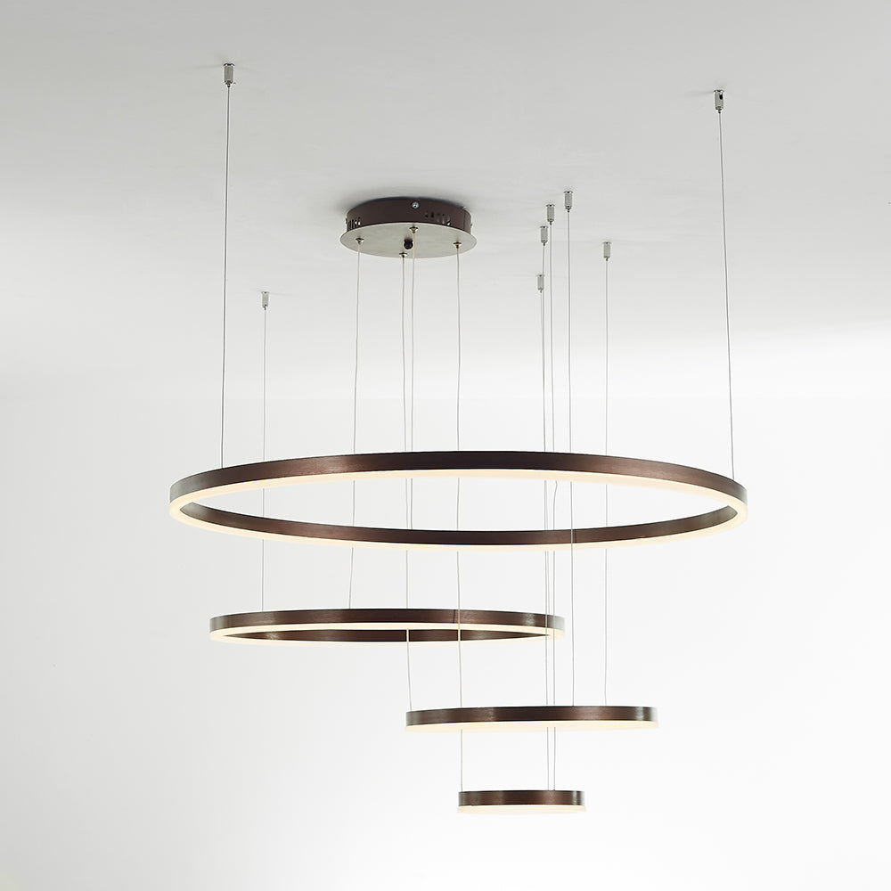 Suspension Arisha, Design Moderne Cercle Anneau, Finition Noir/Or/Café, Éclairage Élégant pour Chambre