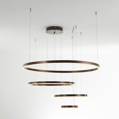 Suspension Arisha, Design Moderne Cercle Anneau, Finition Noir/Or/Café, Éclairage Élégant pour Chambre