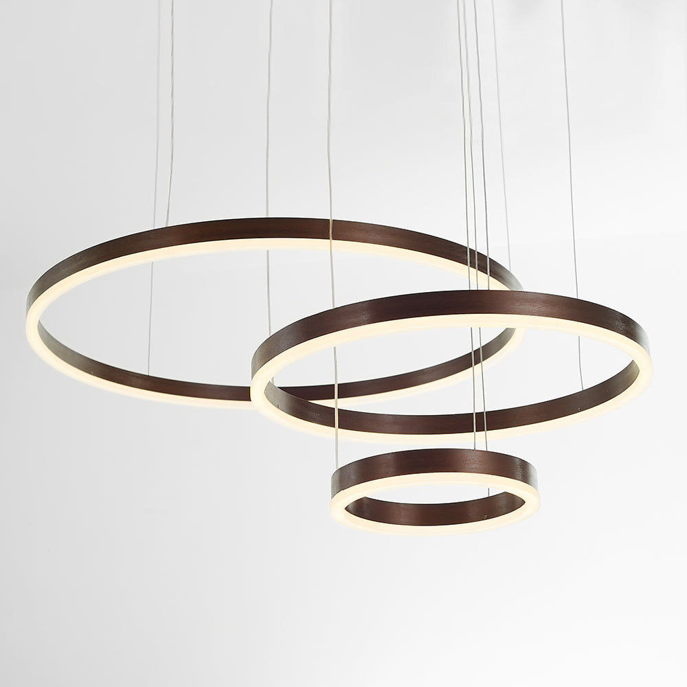 Suspension Arisha, Design Moderne Cercle Anneau, Finition Noir/Or/Café, Éclairage Élégant pour Chambre