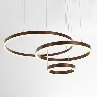 Suspension Arisha, Design Moderne Cercle Anneau, Finition Noir/Or/Café, Éclairage Élégant pour Chambre