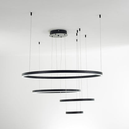 Suspension Arisha, Design Moderne Cercle Anneau, Finition Noir/Or/Café, Éclairage Élégant pour Chambre