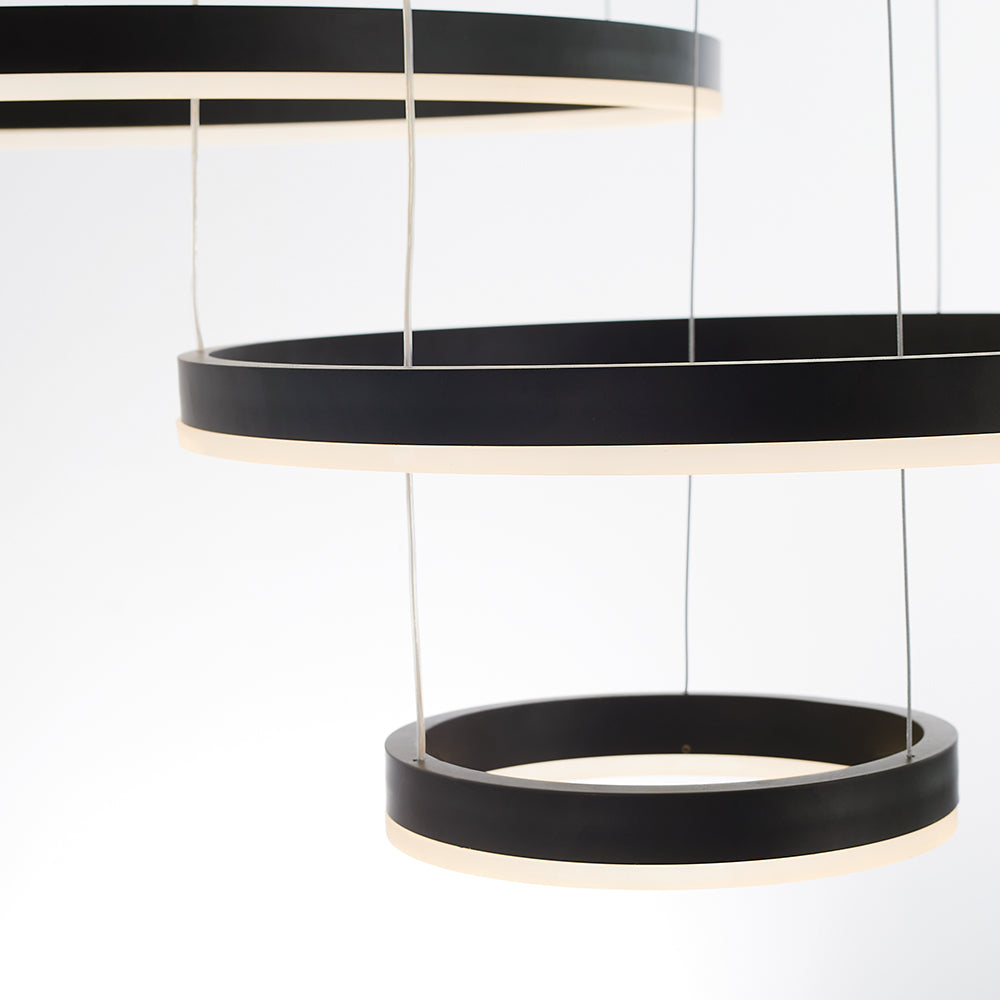 Suspension Arisha, Design Moderne Cercle Anneau, Finition Noir/Or/Café, Éclairage Élégant pour Chambre