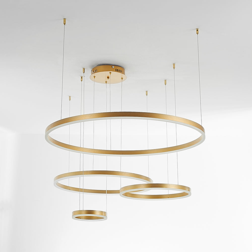 Suspension Arisha, Design Moderne Cercle Anneau, Finition Noir/Or/Café, Éclairage Élégant pour Chambre