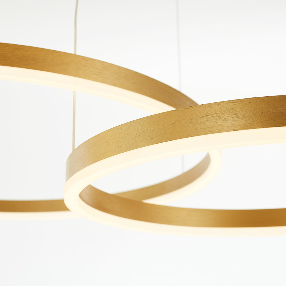 Suspension Arisha, Design Moderne Cercle Anneau, Finition Noir/Or/Café, Éclairage Élégant pour Chambre