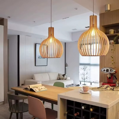 Suspension en Bois Design Bouteille Lignum | Lustre Ajouré Ø23-35-45-55cm